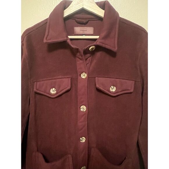 BlankNYC Fleece Jacket Shirt Shacket Burgundy Wine Red Size Medium Cozy Soft - Picture 6 of 16